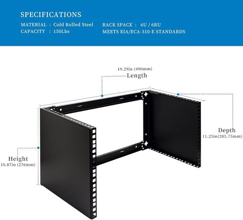 6U Wall Mount Network Rack - Patch Panel Bracket for Server and Network Equipment – 11.25 inch Deep – Heavy Duty 150lbs Capacity in Kuwait