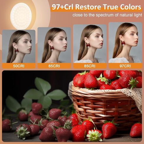 Anautin 60 LED Ring Light، صورة سيلفي قابلة لإعادة الشحن مع مشبك أمامي وخلفي، هاتف محمول 2500-6500K، قابل للتعديل 3 أوضاع للآيفون، iPad، الكمبيوتر اللوحي، الكمبيوتر المحمول، CRI97+، 90 جرام (وردي) in Kuwait