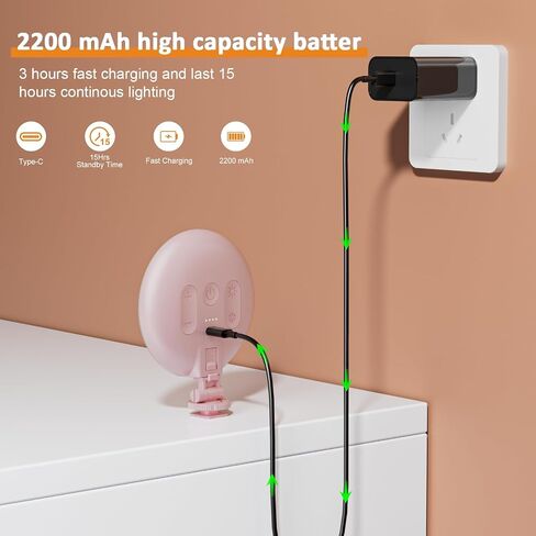 Anautin 60 LED Ring Light، صورة سيلفي قابلة لإعادة الشحن مع مشبك أمامي وخلفي، هاتف محمول 2500-6500K، قابل للتعديل 3 أوضاع للآيفون، iPad، الكمبيوتر اللوحي، الكمبيوتر المحمول، CRI97+، 90 جرام (وردي) in Kuwait
