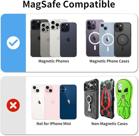 VIL لمحفظة Magsafe، محفظة مغناطيسية لهاتف iPhone، محفظة هاتف مغناطيسية مع حامل قابل للتعديل، حامل بطاقة مغناطيسية لسلسلة iPhone 15/14/13/12، حامل 4 بطاقات، جلد نباتي، حجب RFID، أسود in Kuwait
