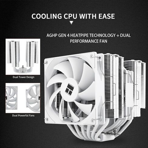 مبرد هواء Thermalright Peerless Assassin 140 أبيض لوحدة المعالجة المركزية، 6 أنابيب حرارية، مراوح PWM مزدوجة وأبراج مزدوجة، تبريد وحدة المعالجة المركزية بارتفاع 158 مم مع غطاء علوي، لـ AM4/AM5 وIntel LGA 1851/1700/1150/1151/1200 in Saudi Arabia