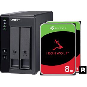 QNAP 2 Bay DAS with 8TB Storage Capacity, USB 3.2 Gen 2 Type-C, Preconfigured RAID 1 Seagate IronWolf HDD Bundle (TR-002-28ST-US)