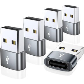 USB C Female to USB Male Adapter 5-Pack Type C to USB A Converter for Charging/Data Compatible with iPhone 15 Plus/Pro Max,iPad Pro/Air 4/Mini 6,Samsung Galaxy S24/S23/S22/S21,More (Grey) in Saudi Arabia