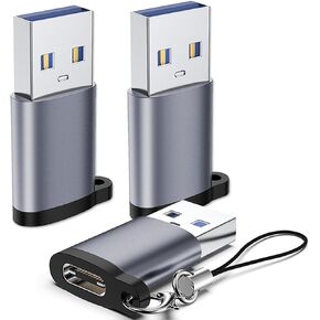 USB C Female to USB Male Adapter 3 Pack, USB C to USB 3.0 Adapter, Type C to USB A Charger Cable Converter Compatible for Apple Watch iPhone 15 14 13 AirPods 3 MacBook Samsung Galaxy Google Car JHAOUS