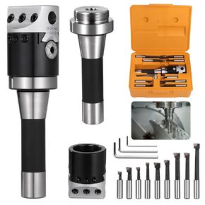 2" Boring Head Set, Including a R8 Shank, 9 Pcs 1/2" Carbide Boring Bars, and 3 Pcs Allen Wrenches, Boring Head Milling Set with Carry Case, Lathe Tools Kit, Milling Machine Accessories