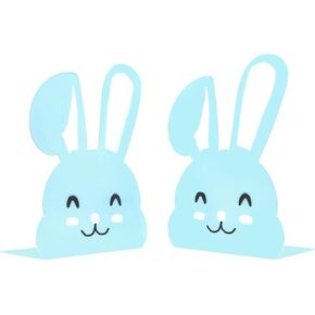 Adorable Rabbit Bookends Cartoon Bunny Metal Book Ends Student Kid Bookends Office Desk School Library Decoration Bookshelf Book Organizer for Christmas Birthday Easter Back to School Gift (White) in Kuwait
