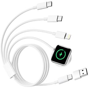 4 in 2 Multi Charging Cable for Apple Watch Charger Cable, Wireless Apple Watch Charger USB C iWatch Charger Fast Charging with USB C/Lightning/Micro Cord for Apple Watch Ultra/SE/9/8/7/6,iPhone 15/14