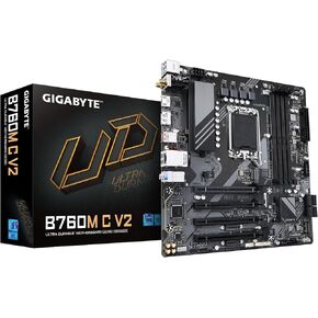 GIGABYTE B760M C V2 LGA 1700 Intel B760 M-ATX Motherboard with DDR5, Triple M.2, PCIe 5.0, USB 3.2 Gen 2x2 Type-C, WiFi 6, 1GbE LAN, Q-Flash Plus, EZ-Latch
