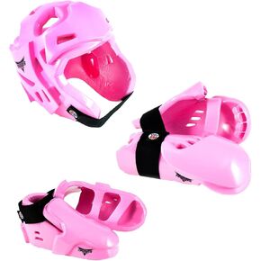 ProForce Thunder Double Layered Protective Sparring Gear Bundle - Headgear, Gloves, and Shoes (Blue, Large)