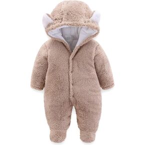 Baby Clothes Winter Snowsuit Cute Bear Suit Newborn Infant Coats Toddler Bodysuits Jumpsuit for Baby Boys Girls Khaki 0-3 Months
