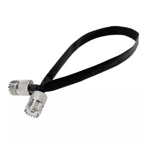 2 Pack-Window/Door Pass Through Flat RF Coaxial Cable SO239 UHF Female to UHF Female Male PL259 50Ohm Pigtail Extension Cord-30cm, Black