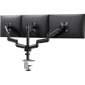 ErGear Triple Monitor Mount, Gas Spring Triple Monitor Stand for 13-27 inch Screens up to 17.6 lbs, Sturdy Triple Monitor Arm with Swivel, Tilt, Rotation, Max VESA 100x100mm, Black