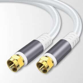 Tiierzon RG6 Coaxial Cable 3FT，Low Loss High Speed Coax Cable Cord Extender for HD TV, Dish, Satellite, Antenna, TV Cable (White, 3FT)