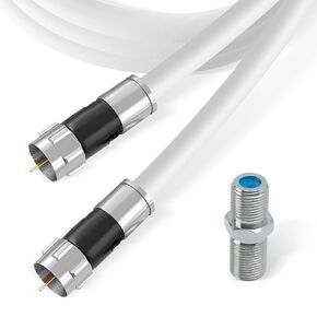RG6 Coaxial Cable with F Connectors, High Speed Internet and TV Cord for HD TV, Xfinity, Satellite, Antenna, Cable Extension, WiFi Modem Cable (White, 1ft)