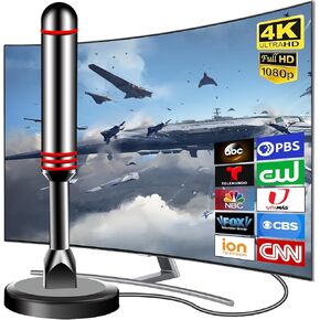 TV Antenna for Smart TV Indoor, 2024 Newest Digital TV Antenna Indoor with Strong Magnetic Base 360°&Long Range Reception for Local Channels, Easy Setup Antenna for TV Without Cable (DT 011-US11)