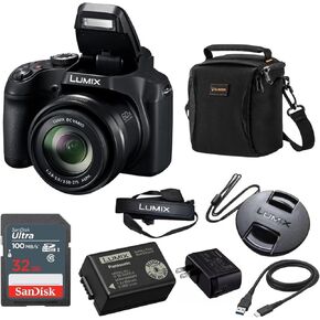 Panasonic Lumix DC-FZ80 Digital Point & Shoot Camera - Bundle with 16GB SDHC Card, Camera Bag, Cleaning Kit, Memory Wallet, Card Reader, PC Software Package