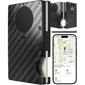 Smart Air Wallet Tracker Credit Card Holder Slim Metal Money Clip Minimalist, Fits Apple Find My iOS Only, Christmas Birthday Gifts for Husband Boyfriend, RFID Blocking Wallet for Men