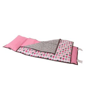 Bacati - 100% Cotton Percale Fabrics Nap Mat with Pillow for Toddler Girls, Measures 50 x 20 x 1.5 Inches, Ideal for Daycare and Preschool, BPA-Free (Elephants, Pink/Grey)