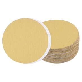 50pcs PSA Sanding Discs - [5 Inch x 800 Grit] Non-Hole Self Adhesive Sticky-Back Gold Sandpaper Discs for Automotive Car Paint Use, Aluminum Oxide, Round