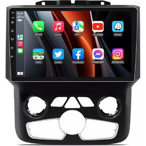 Android 13.0 Car Stereo Upgrade for Ram 1500/2500/3500 (2013-2018) - 9" Touchscreen Radio with DSP, 2GB+32GB, Built-in Wireless CarPlay, Android Auto, and GPS Navigation (Auto AC Climate Control)