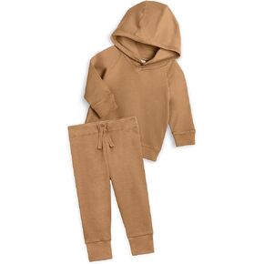 طقم هودي وبنطال رياضي مكون من قطعتين من كولور أورجانيكس - زنجبيل - 3-6 أشهر in Kuwait