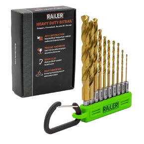 10PC Hex Shank Drill Bit Set - Railer High Speed Titanium Drill Bit Set for Impact Drivers. Multi-Purpose Use for Metal, Wood or PVC