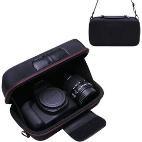 Camera Case for Canon EOS Rebel T7 / R100 / R50 / R6 Mark II, Sony, Nikon DSLR SLR Camera, Lens, SD Card, Battery and Cable with Shoulder Strap, Black