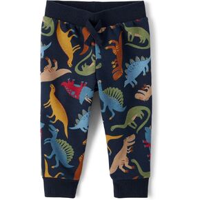 The Children's Place Baby Boys' and Toddler Fleece Jogger Pants, Blue Dino, 3 Years