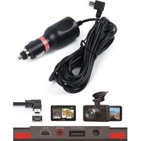 Dash Cam Charger Cable GPS Navigator Charger Cable for Mini USB Port Device Dash Cam GPS Navigator MP3 Player for 12V Car and 24V Truck Car Power Adapter Cable (Straight 5V 2 A)