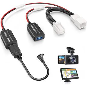 DashCam Power Adapter,(10P Type E) Fit Select Mazda 6/CX3/CX5/CX9/CX30/CX50/MX30/CX90,Connect to Auto-Dimming Rearview Mirror,Built-in Hide Power Adapter Charging Cable for GPS Dash Cam Mirror Camera