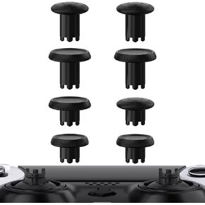 eXtremeRate ThumbsGear Interchangeable Thumbsticks for PS5 Edge Controller, Replacement Black Analog Thumb Sticks Caps for PS5 Edge Controller - 4 Heights 3 Surfaces Grips - Without Thumbstick Base