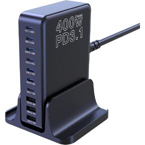 CHIPOFY 400W USB C Charger, GaN Compact 10-Ports PD3.1 140W PPS 45W QC20W Super Fast Charging Station for MacBook Laptop, iPad, iPhone 15/Pro/14/13, Samsung Galaxy S23/S22, Steam Deck and More