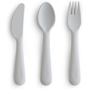mushie Dinnerware Cutlery Set of 3 For Kids | Made in Denmark (Ivory)