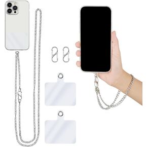 مجموعة حبل للهاتف الخلوي من amaxiu، حزام سلسلة هاتف معدني مقاس 63 بوصة مع حزام معصم 11.8 بوصة، حبل طويل قابل للتعديل برقبة الهاتف مع وسادات حبل حماية للهاتف من السقوط للرجال والنساء ومحفظة الهواتف الذكية in Kuwait