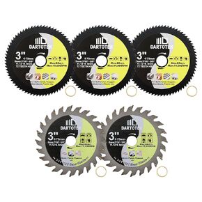 Circular Saw Blade 2-Inch/75MM Wood Metal Cutting Disc with 11.12mm/9.5mm for Cutting Wood with Nail,Metal Sheet,Plastic,Aluminium,Copper,Fibreglass on Mini Angle Grinder(5 of Pack)