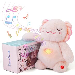 Bedtime Baby Soothers for Sleep Toys, Heartbeat Stuffed Animal for Baby, Newborn, Calming Light, White Noise, Shush and Mothers Heartbeat for Girls and Boys