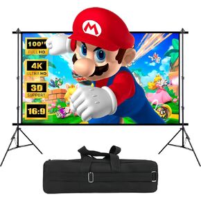 Projector Screen with Stand 100 inch16:9 4K Ultra HD Display Portable Projector Screen Outdoor with Foldable Stand and Carry Bag for Indoor Outdoor Home Theater Backyard Cinema Travel