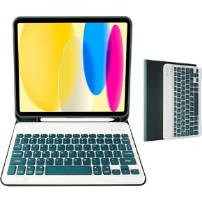 Keyboard Case for iPad 10th Generation 10.9 inch 2022(A2696/A2757/A2777), Slim Smart Keyboard Case with Detachable Bluetooth Keyboard and Pencil Holder for iPad 10th Gen