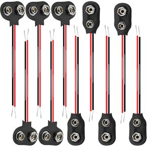 10 PCS T-Type 9V Battery Connector with Wires – Durable Hard Plastic 9 Volt Battery Connectors for Student Experiments and Various Equipment (T-Type)