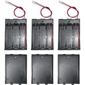3PCS Three Section AA Battery Holder with Switch Cover and HX2.54 Terminal Wire Wire Length 4.72in Battery Spring Clip Three Grid Storage Box