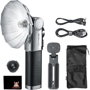 Godox Lux Master Retro Flash Fill Light, touch screen control, 6000K±300k CCT, GN25 460 full power, Type-C charging, works seamlessly with triggers such as X3, XproII and X2T.