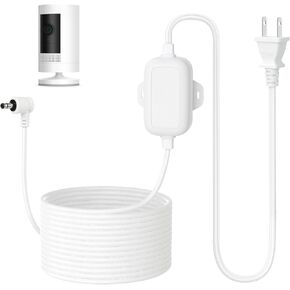 ALERTCAM Outdoor Power Adapter for Stick Up Cam Battery/Plug-in 3rd Gen, 25 ft Weather Resistant Charging Cable with Barrel Plug Continuously Charge Your Security Camera, White