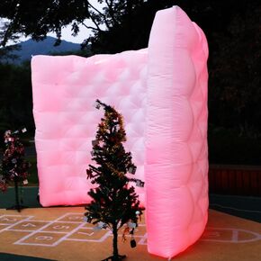 White Inflatable Photo Booth Wall with Led Lights(16 Colors Changing), Inflatable Tent(8.2x4x8.2 ft) Inner Air Blower for Parties Anniversary Events