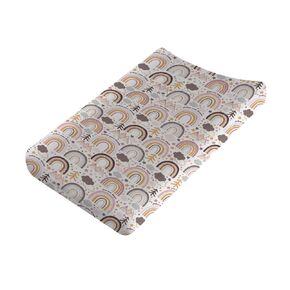 Colorful Boho Sun Changing Pad Covers Cute Sunshine Stripes Diaper Change Pad Sheets for Girls Boys Letters Quote Soft Breathable Stretchy Snug Fitted Changing Mat Cover 32''x16''