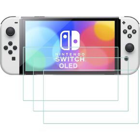 Screen Protector for Nintendo Switch OLED, 3 PCS Tempered Glasses Designed for Nintendo Switch OLED, HD, 9H Hardness, 0.33mm, Anti Scratch, Bubble Free, Easy to Install