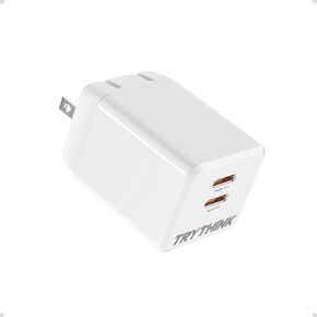35W USB C Charger, TRYTHINK Dual Port Compact Foldable GaN PD Fast Wall Charger Compatible with iPhone 15/15 Plus/15 Pro/15 Pro Max/14, Pixel 4/3, iPad/iPad Mini (Cable Not Included) - 1 Pack