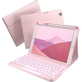 حافظة typecase Folio iPad الجيل التاسع مع لوحة مفاتيح 10.2 بوصة - غطاء نحيف قابل للفصل بإضاءة خلفية مع حامل أقلام، متوافق مع iPad 8th/7th Gen، Pro 10.5، Air 3rd Gen (أسود) in Kuwait