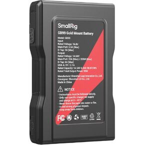 SMALLRIG Gold Mount Battery GB99, 99Wh / 6800mAh Gold Mount Battery with Gold Mount, D-TAP, USB-A, LED Indicator, for Camera, Camcorder, Monitor, Video Light - 4678