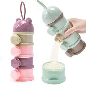 2 PCS Milk Powder Pots,Candy Storage Tank,Formula Dispenser Portable Milk Powder Formula Dispenser Container Pot Box Milk Cans Snack Storage Box for Travel,4 Layers Baby Milk Powder Dispenser