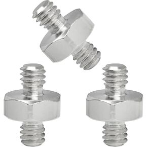 3PCS 1/4 Male to 1/4 Male Adapter Screws Steel Hexagonal Locking Force Tripods Heads Flash Lights Light Stands Quick Release Adapter Screws for Camera Mounting Photo Accessories